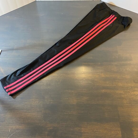 Adidas Youth XL Black Leggings Rainbow Logo Pink 3-Stripe Athletic Pants - Picture 3 of 5